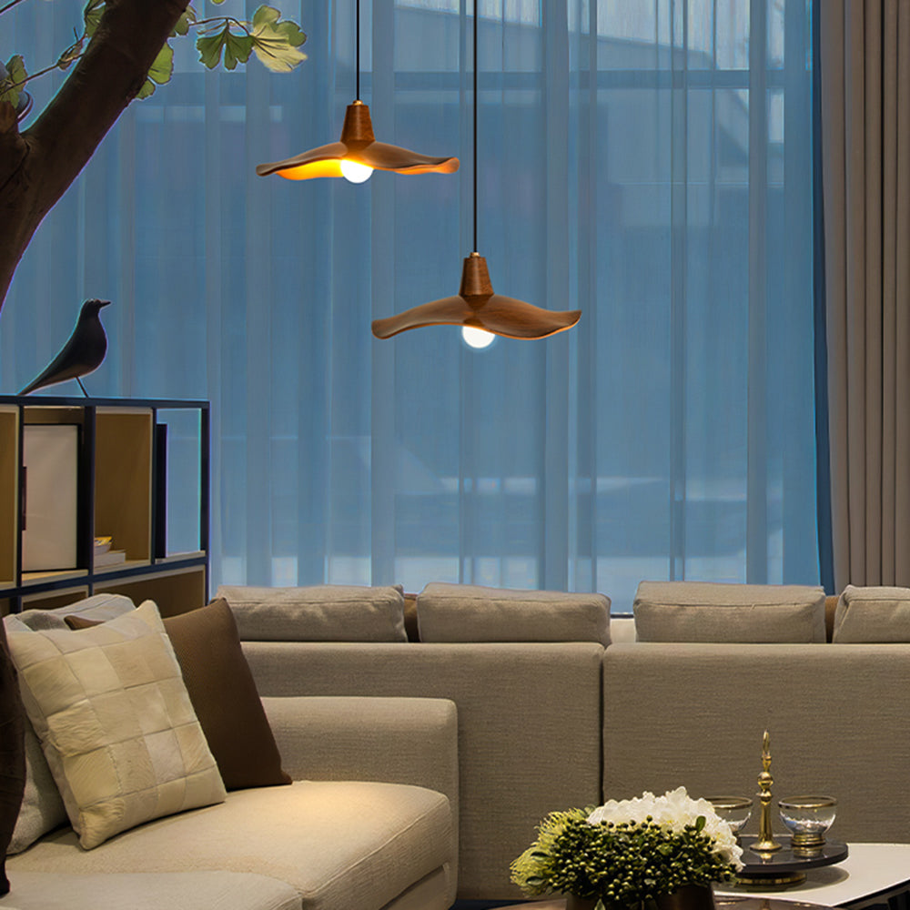 Arisha Pendant Light Wave Retro, Mahogany/Resin, Dining Room