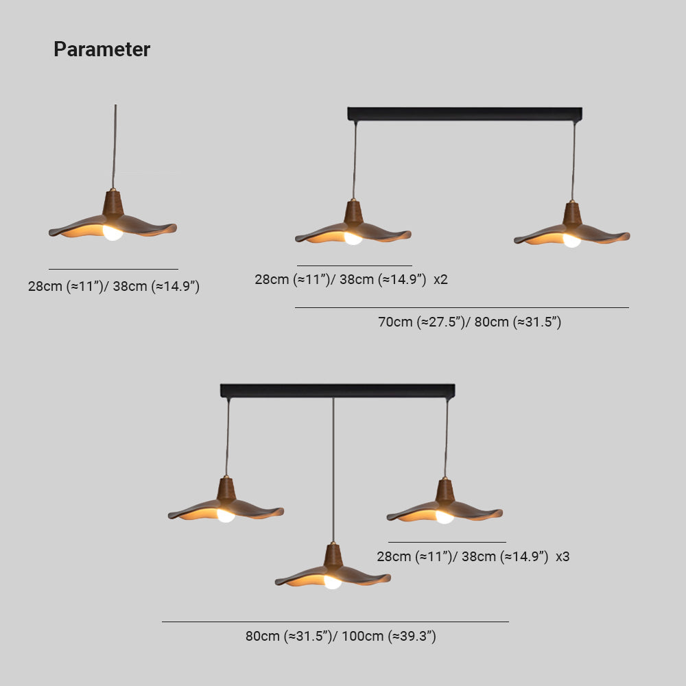 Arisha Pendant Light Wave Retro, Mahogany/Resin, Dining Room