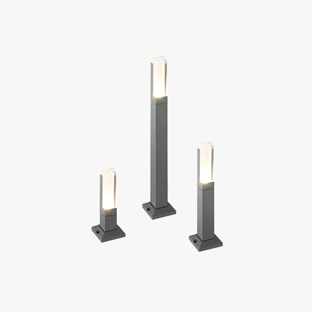Ray Modern Rectangular Column Solar Outdoor Path Light, Black