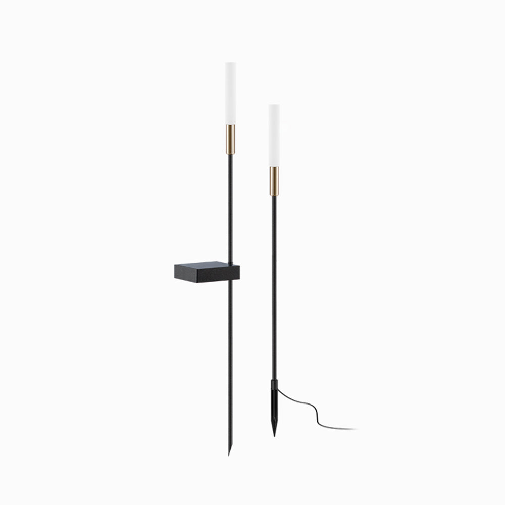 Ray Modern Metal Reed Solar Outdoor Black Post Light