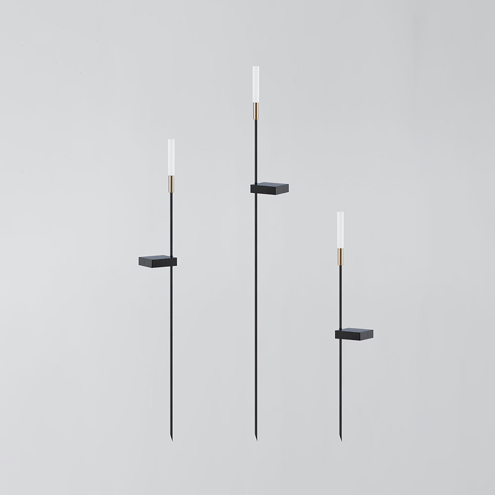Ray Modern Metal Reed Solar Outdoor Black Post Light