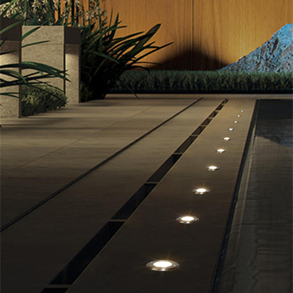 Ray Modern Metal Cylindrical Recessed Outdoor Step/Deck Light, Black