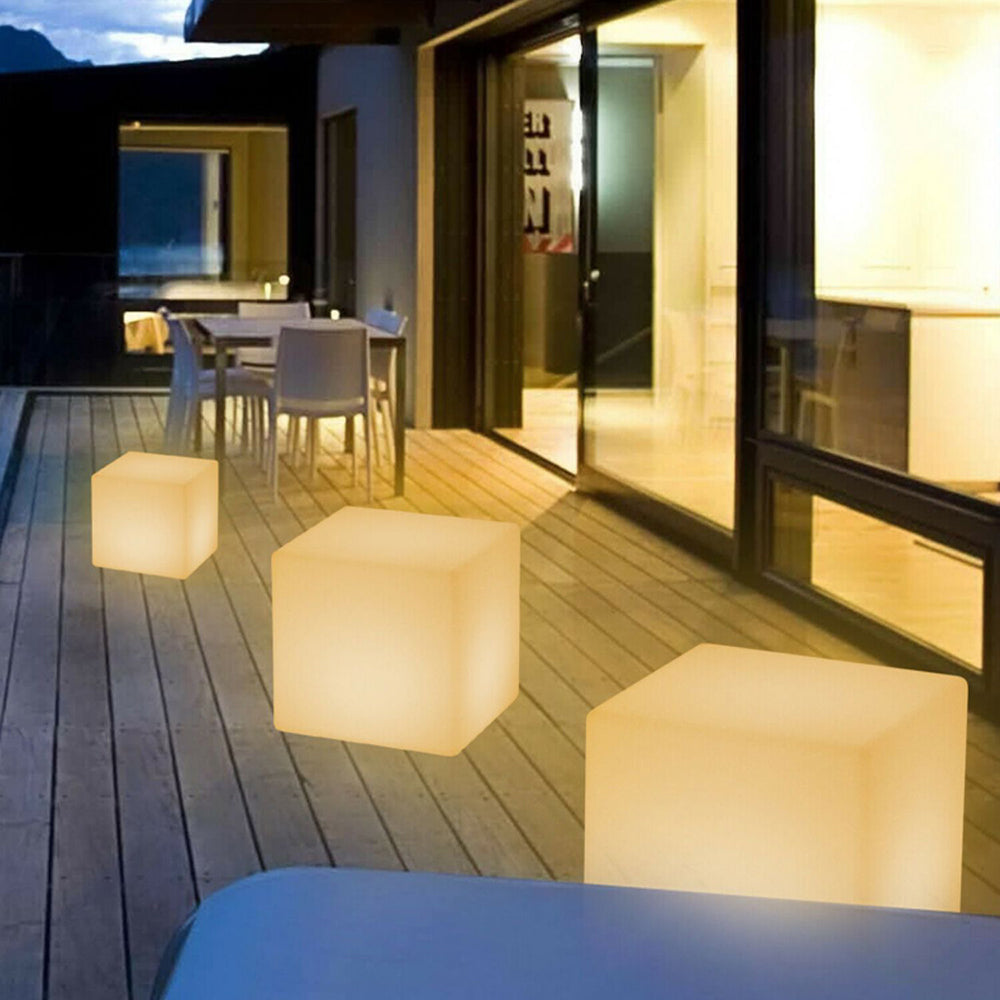 Ray Minimalist Square Acrylic Outdoor Ground Lamp, White