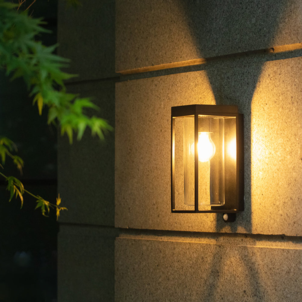 Ray Modern Rectangular Solar Waterproof Glass Outdoor Wall Lamp