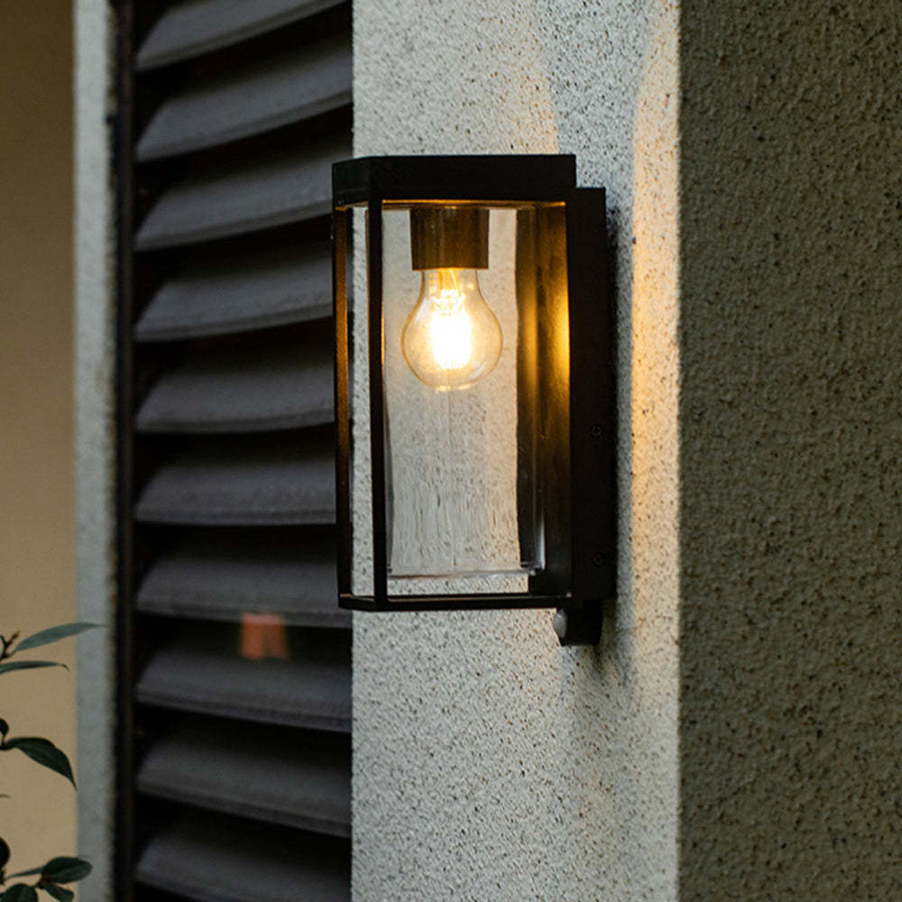 Ray Modern Rectangular Solar Waterproof Glass Outdoor Wall Lamp