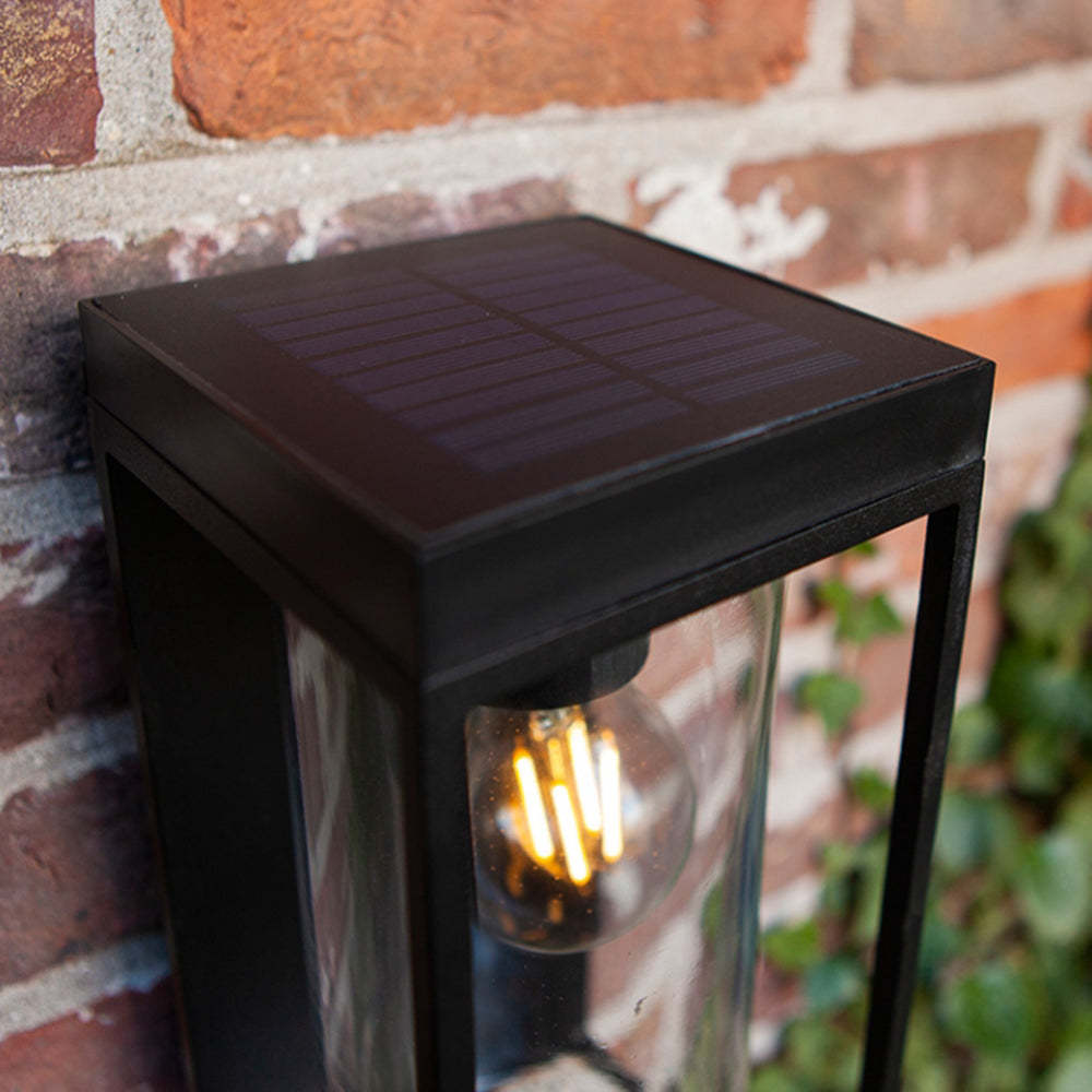 Ray Modern Rectangular Solar Waterproof Glass Outdoor Wall Lamp