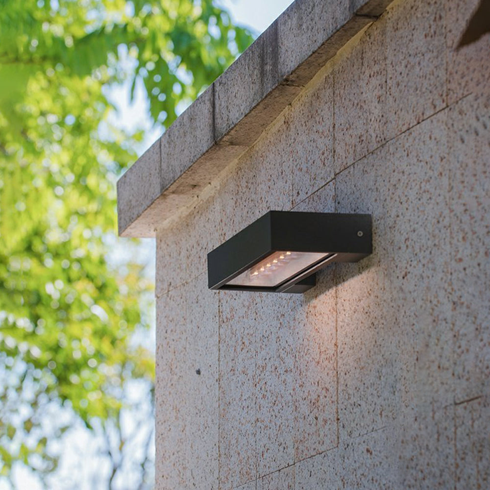 Ray Modern  rectangular Solar Waterproof Outdoor Wall Lamp, Black