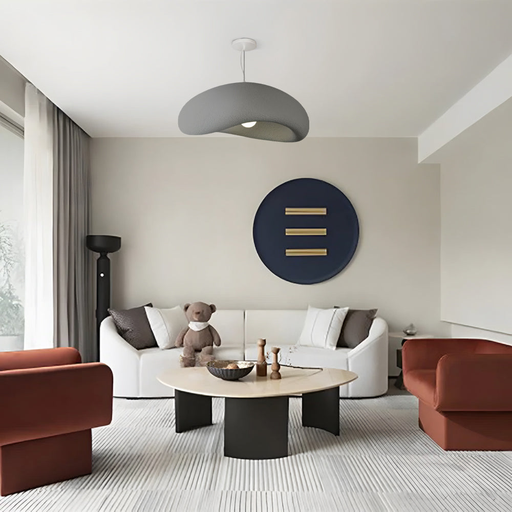 Avi Minimalist Cobblestone Shape Pendant Light, Blue/Grey