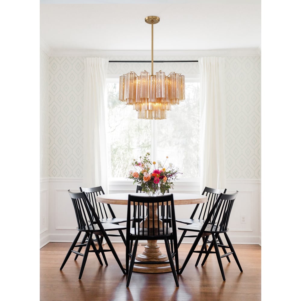 Aurora Murano Chandelier Glass Tube Layered Amber - Neutralighting