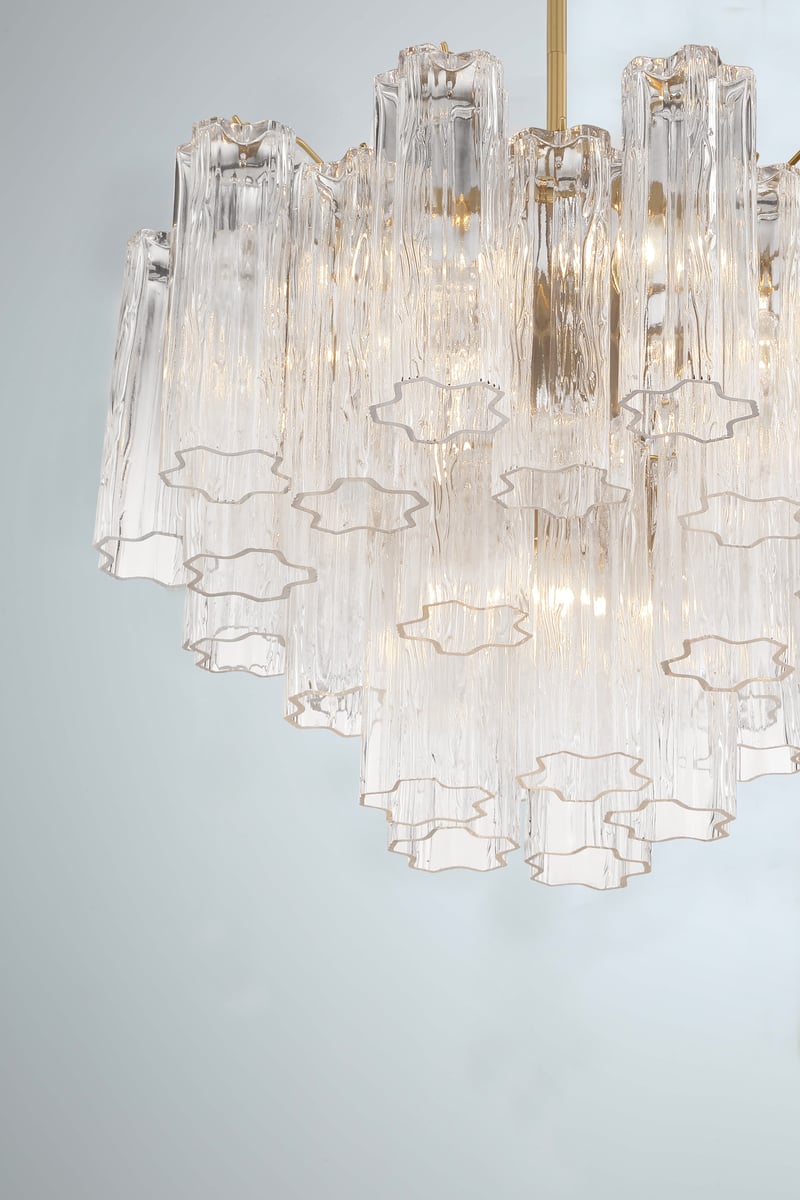 Aurora Murano Chandelier Glass Tube Layered Amber - Neutralighting