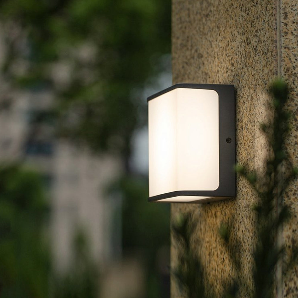 Ray Modern Minimalist Rectangular Acrylic Sensor Solar Outdoor Wall Lamp, Black/White