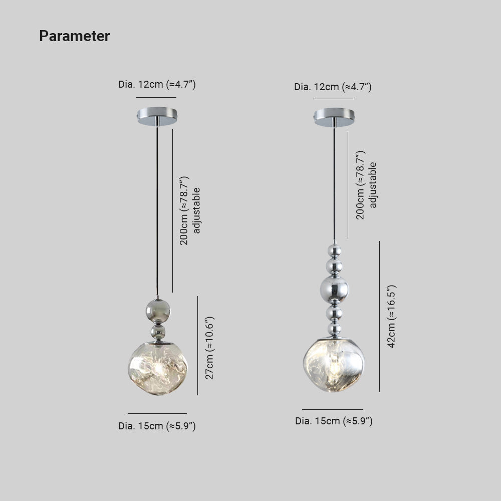Valentina Retro LED Pendant Light Chrome Metal/Acrylic Bedroom