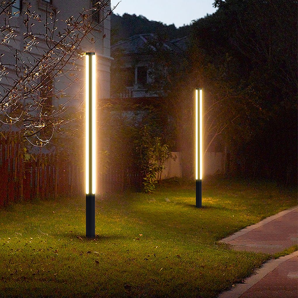 Ray Column Double Light Strip Outdoor Path Light, Black