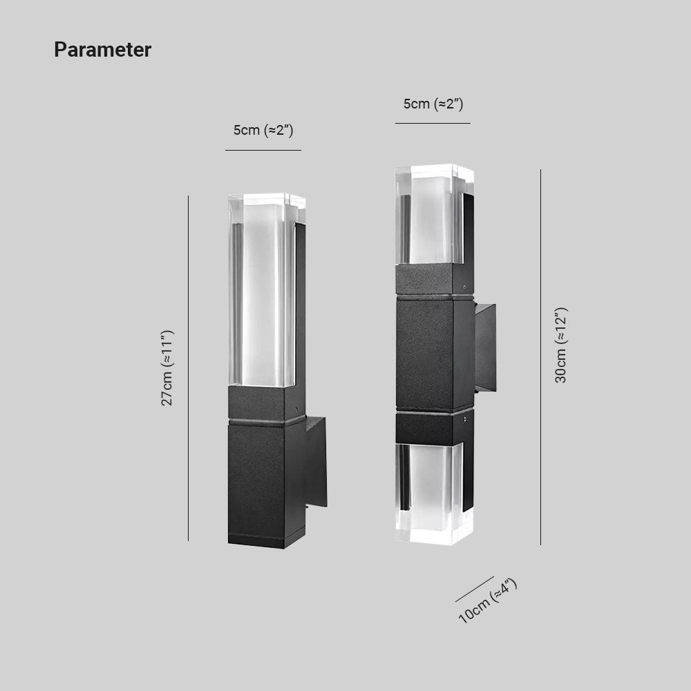 Ray Modern Rectangular Double- Head Metal Outdoor Wall Lamp