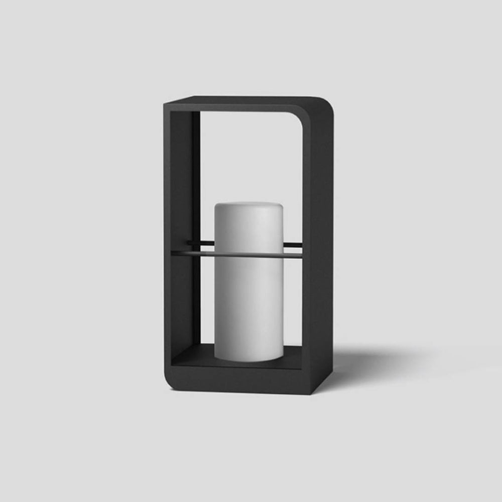 Ray Minimalist Rectangular Solar Power Outdoor Path Lighting, Black