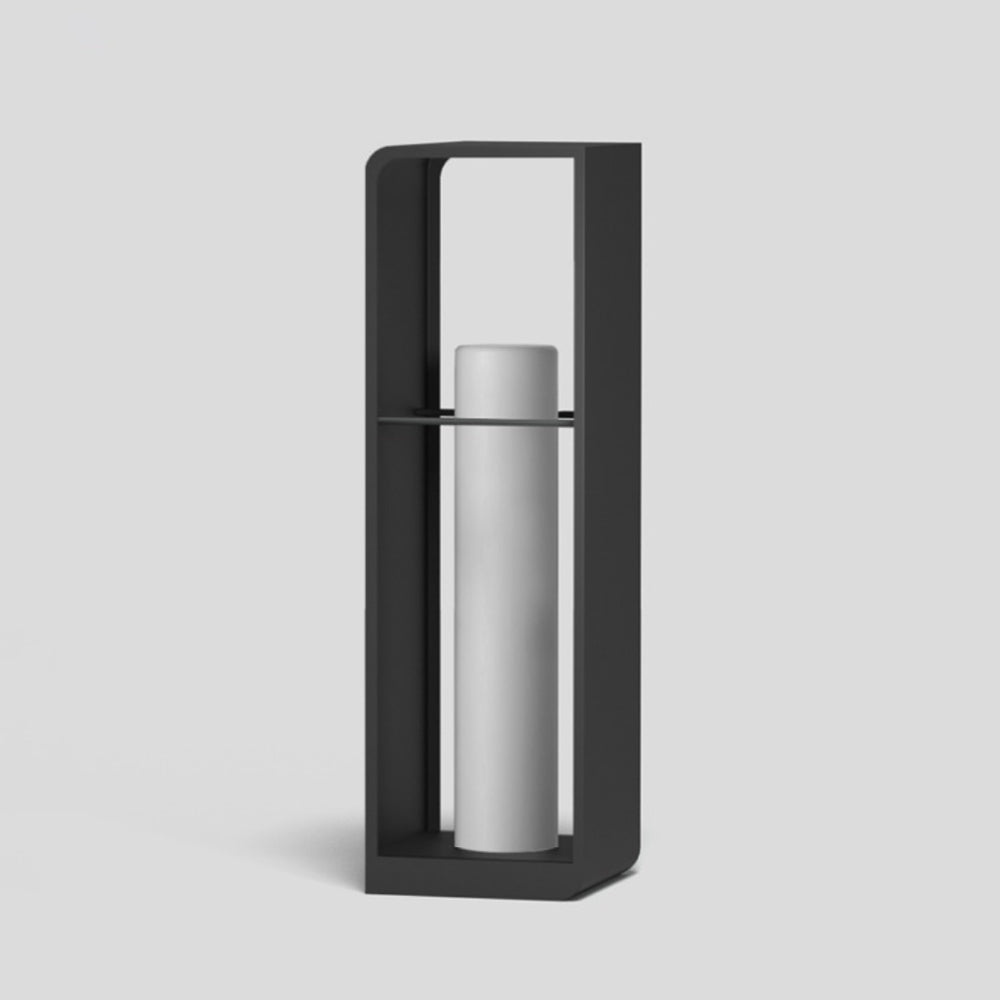 Ray Minimalist Rectangular Solar Power Outdoor Path Lighting, Black