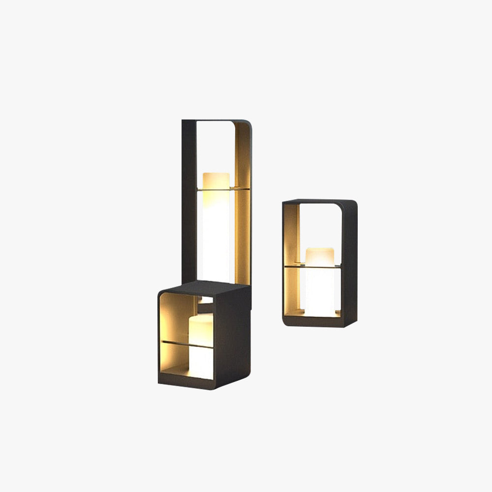 Ray Minimalist Rectangular Solar Power Outdoor Path Lighting, Black