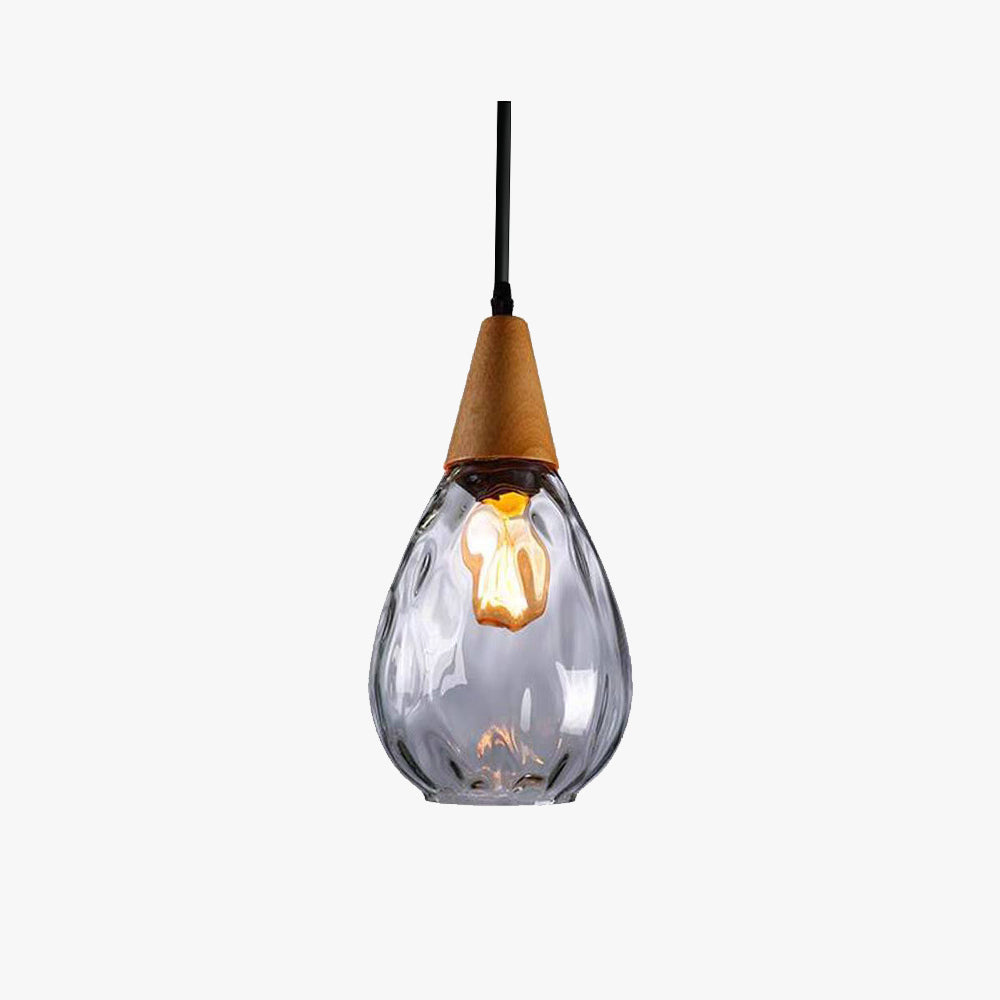 Valentina Vintage Teardrop Pendant Light, Glass/Wood