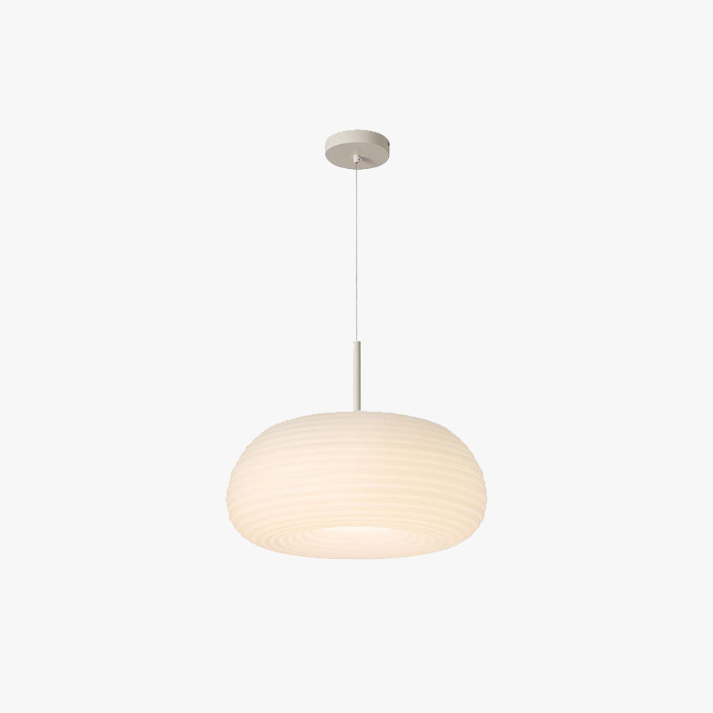 Ritta Striped Minimalist Drum Shape White Pendant Light