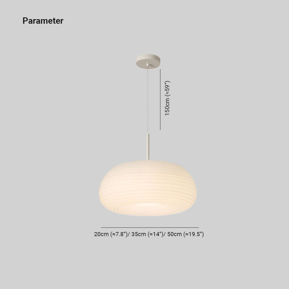 Ritta Striped Minimalist Drum Shape White Pendant Light