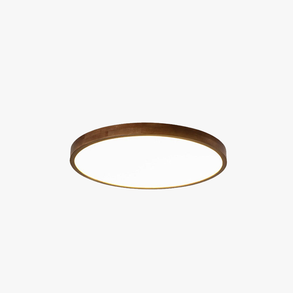 Muto Modern Geometric Walnut LED Flush Mount Ceiling Light