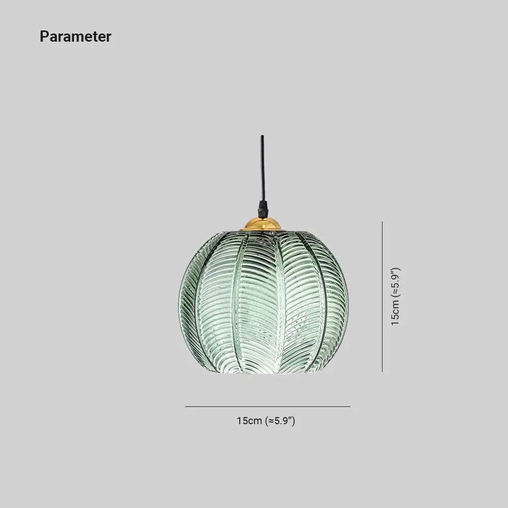 Aira Green Nordic Artistic Ribbed Glass Pendant Light