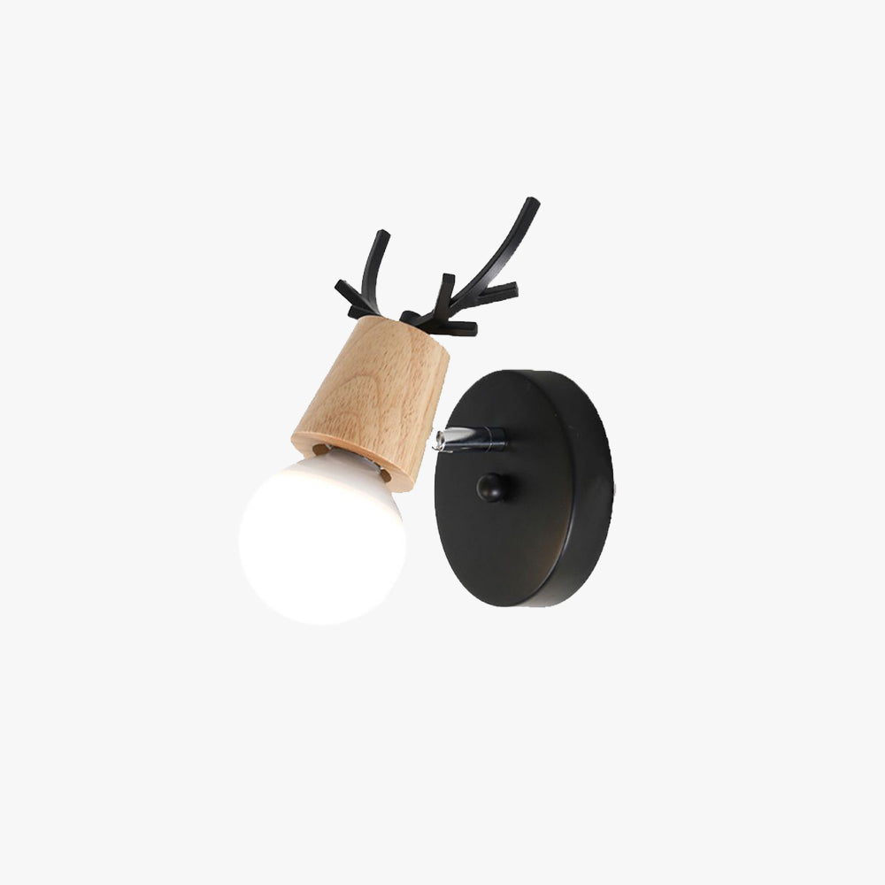 Muto Modern Antler Wood/Glass Wall Lamp, Bedroom/Bathroom