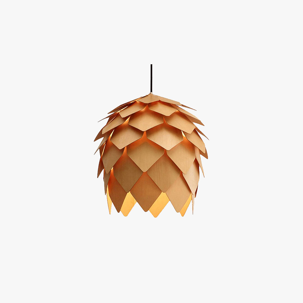 Muto Designer Pinecone Shape Wood Pendant Light