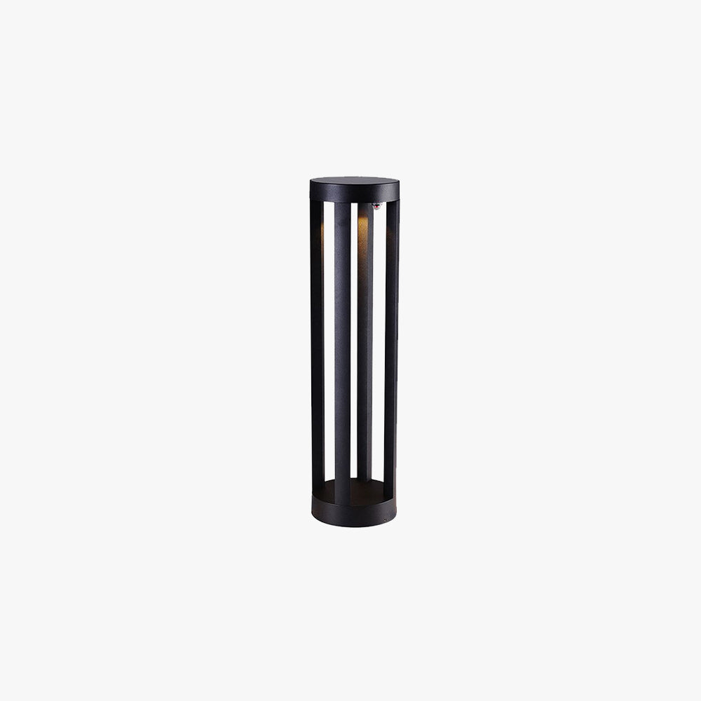Ray Minimalist Cylindrical Hollow Solar Outdoor Path Light, Black