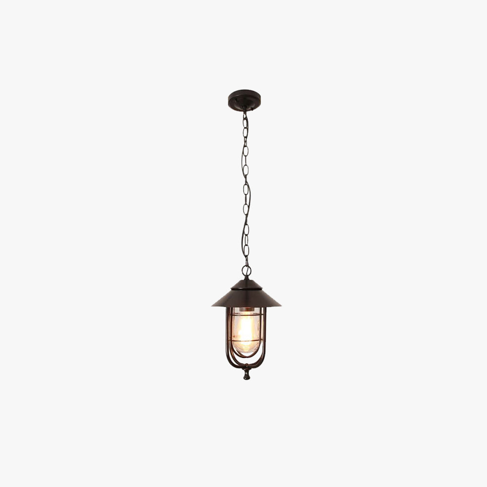 Ray Retro Lantern Metal Pendant Light, Black/Bronze