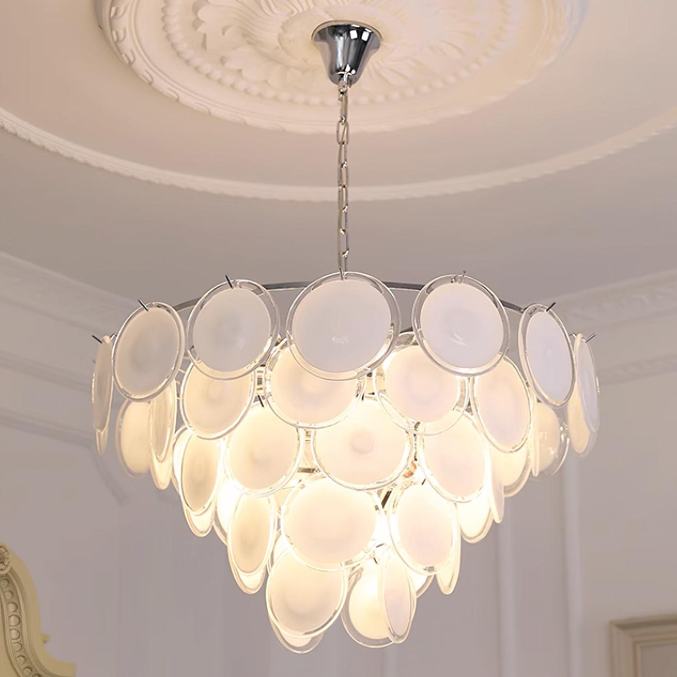 Esona Cascading Frosted Glass Discs Chandelier - Neutralighting
