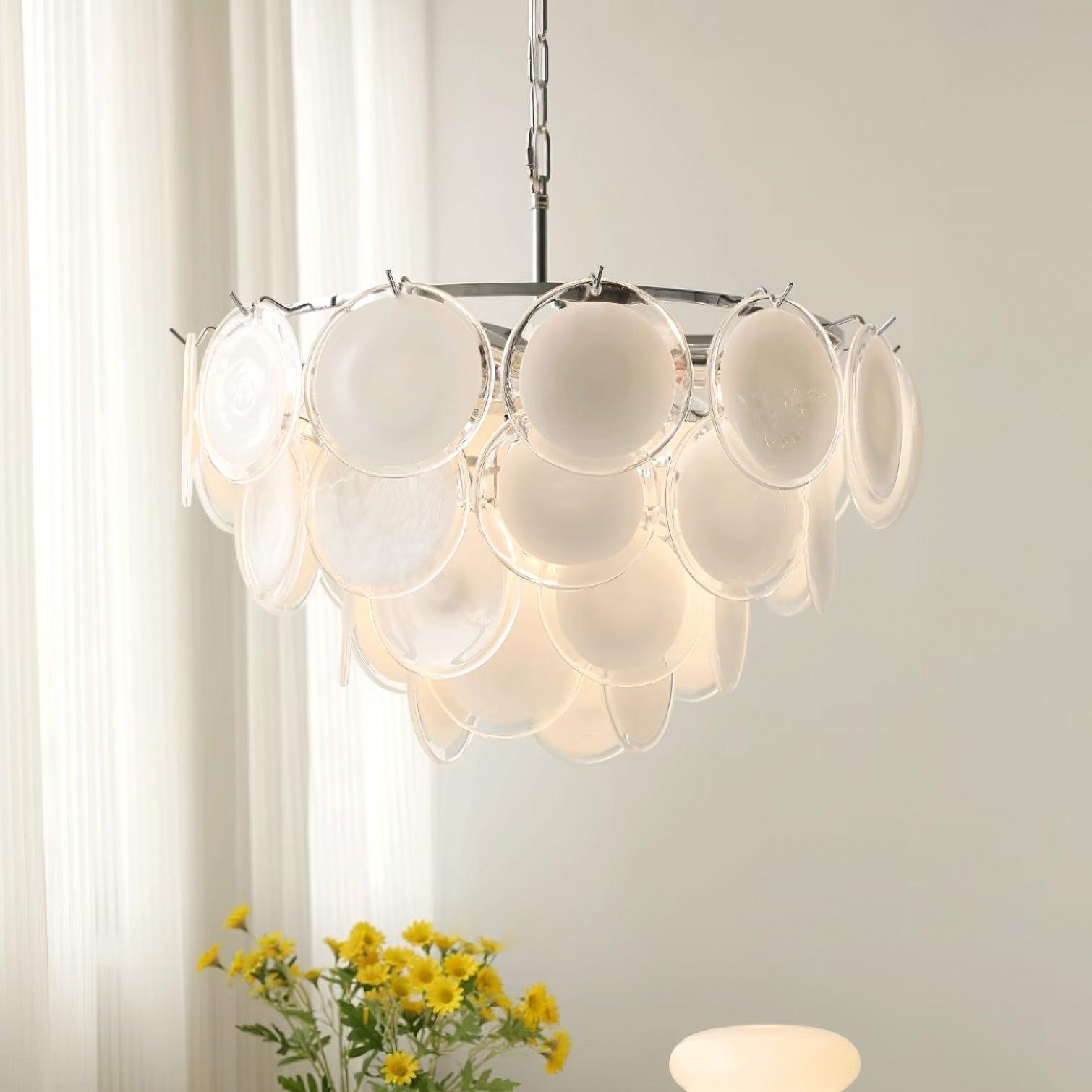 Esona Cascading Frosted Glass Discs Chandelier - Neutralighting