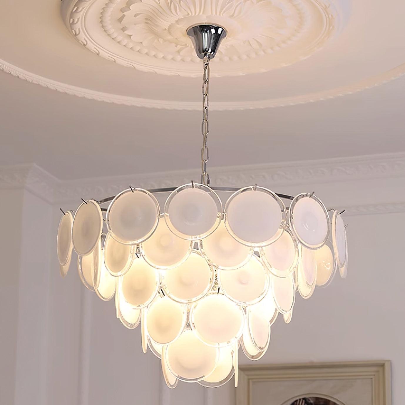 Esona Cascading Frosted Glass Discs Chandelier - Neutralighting