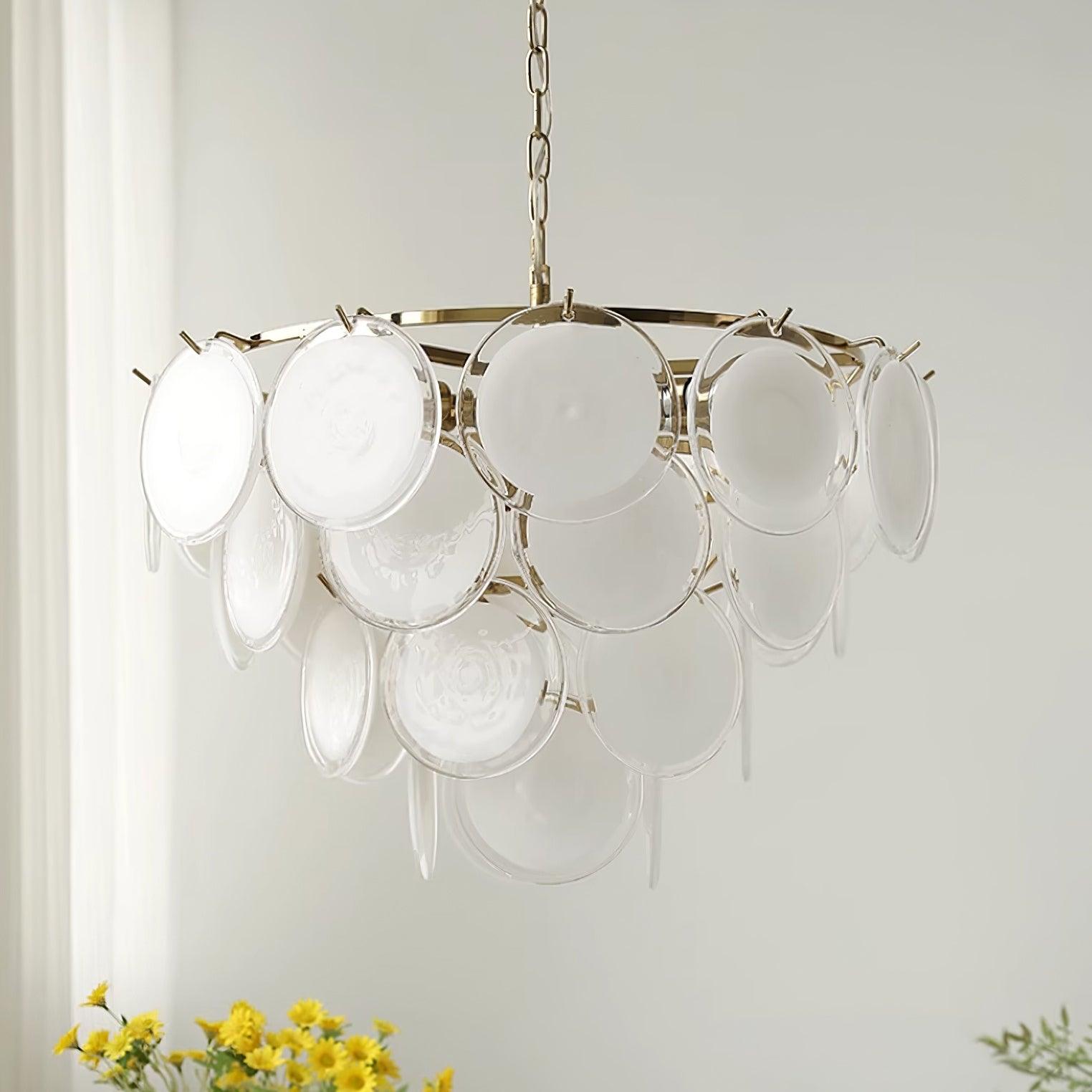 Esona Cascading Frosted Glass Discs Chandelier - Neutralighting