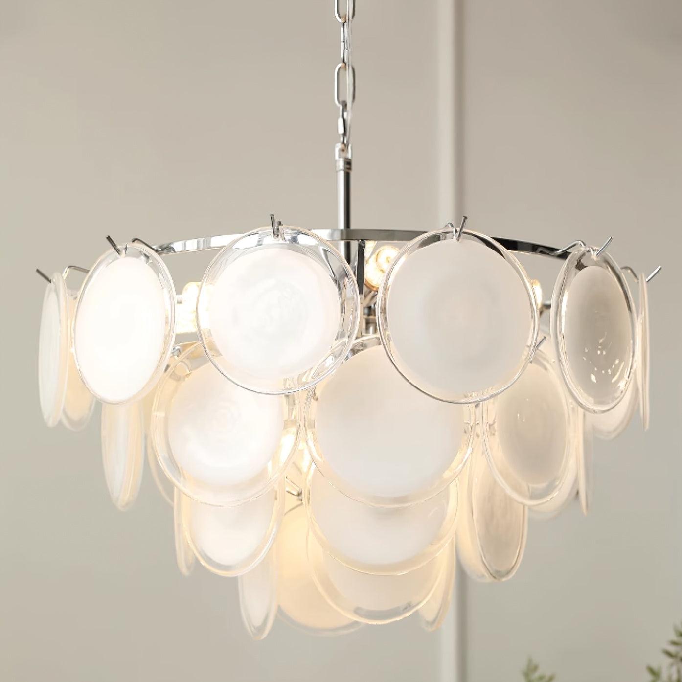 Esona Cascading Frosted Glass Discs Chandelier - Neutralighting