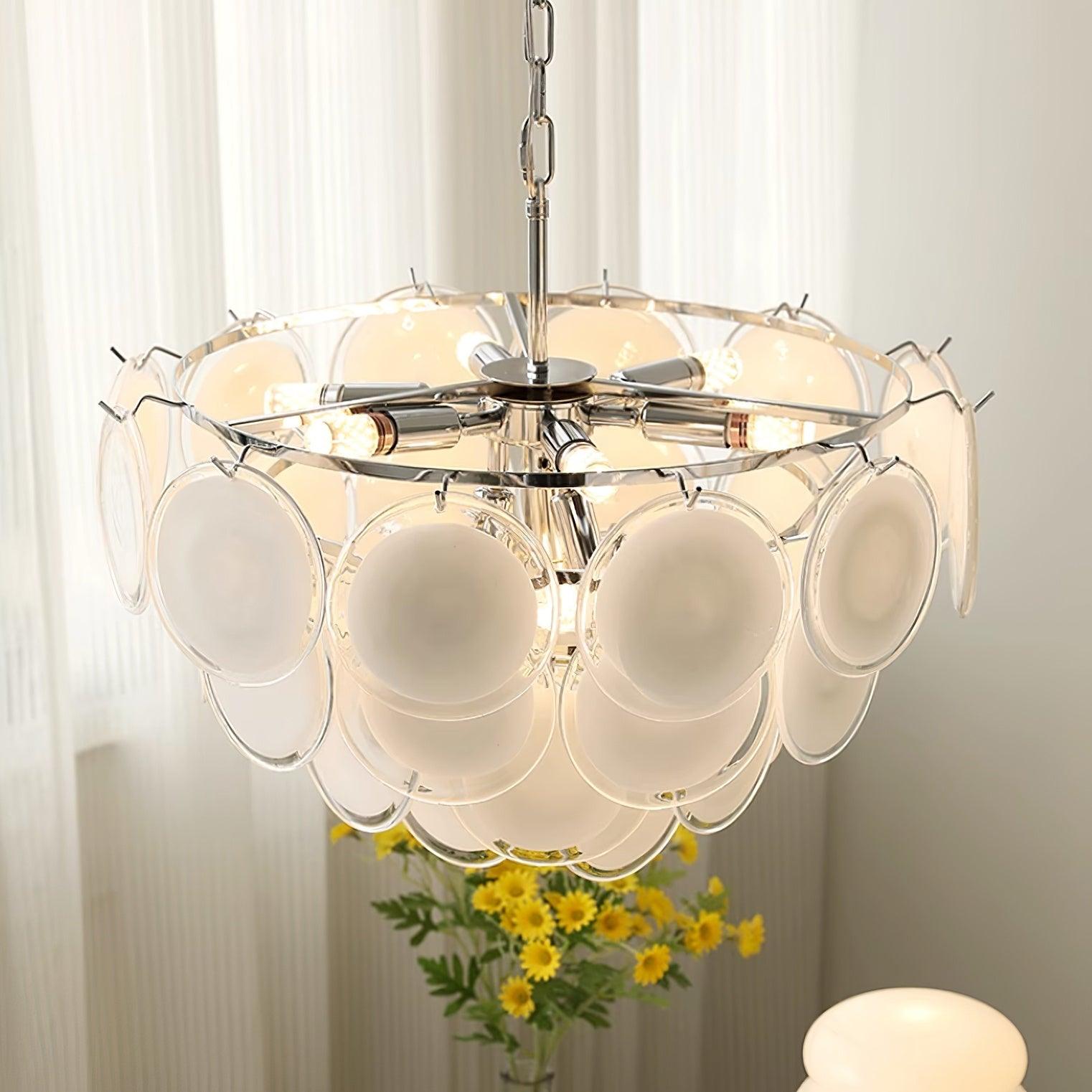 Esona Cascading Frosted Glass Discs Chandelier - Neutralighting