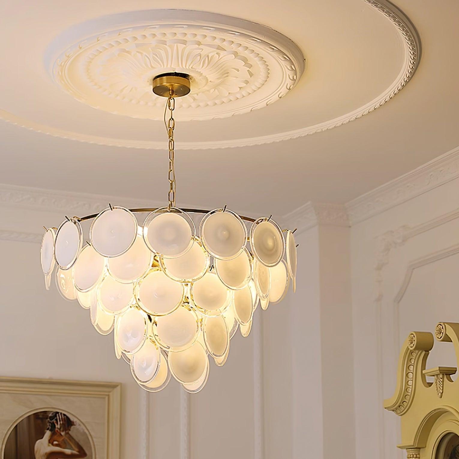 Esona Cascading Frosted Glass Discs Chandelier - Neutralighting