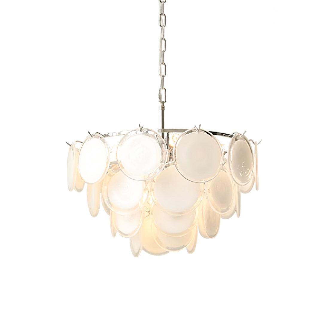 Esona Cascading Frosted Glass Discs Chandelier - Neutralighting