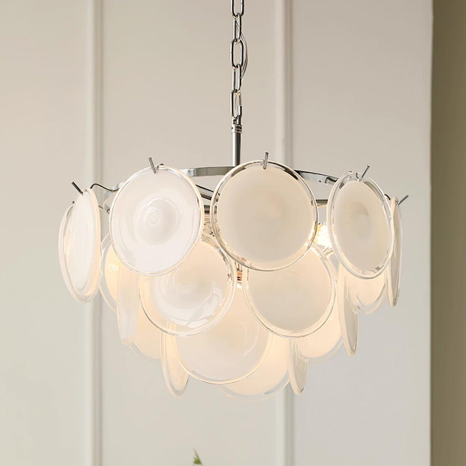 Esona Cascading Frosted Glass Discs Chandelier - Neutralighting