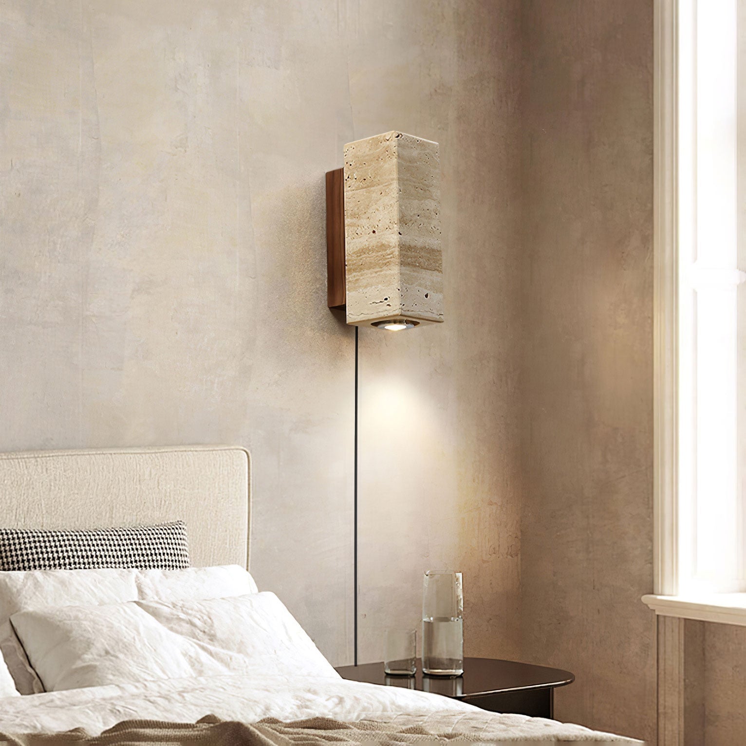 Veyrila Rectangular Travertine Wall Light - Neutralighting