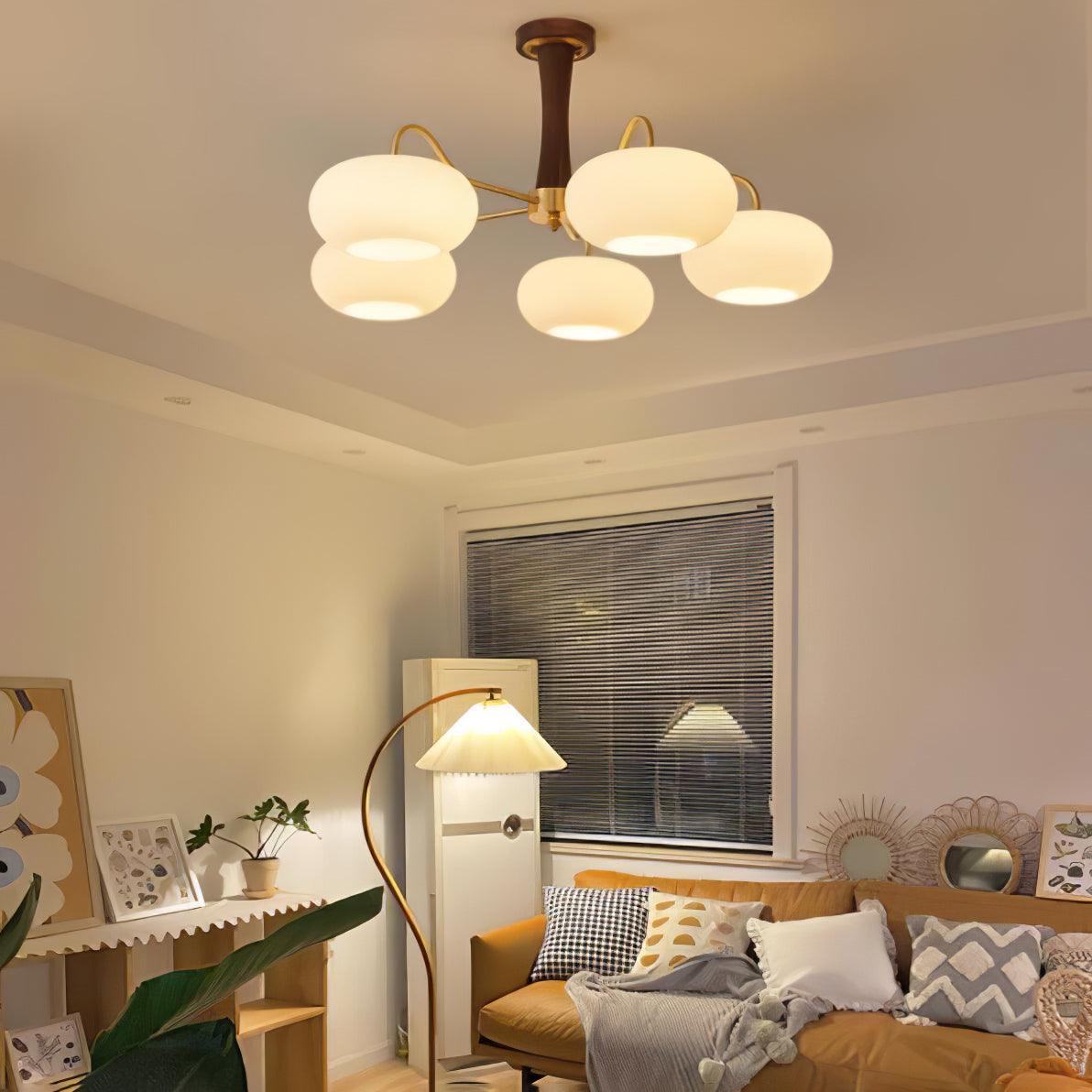 Lustra Chandelier Brass Wooden Persimmon - Letslighting