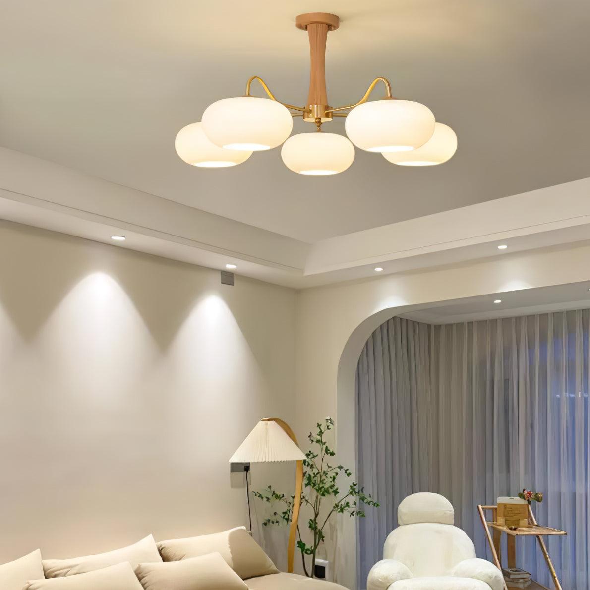 Lustra Chandelier Brass Wooden Persimmon - Letslighting
