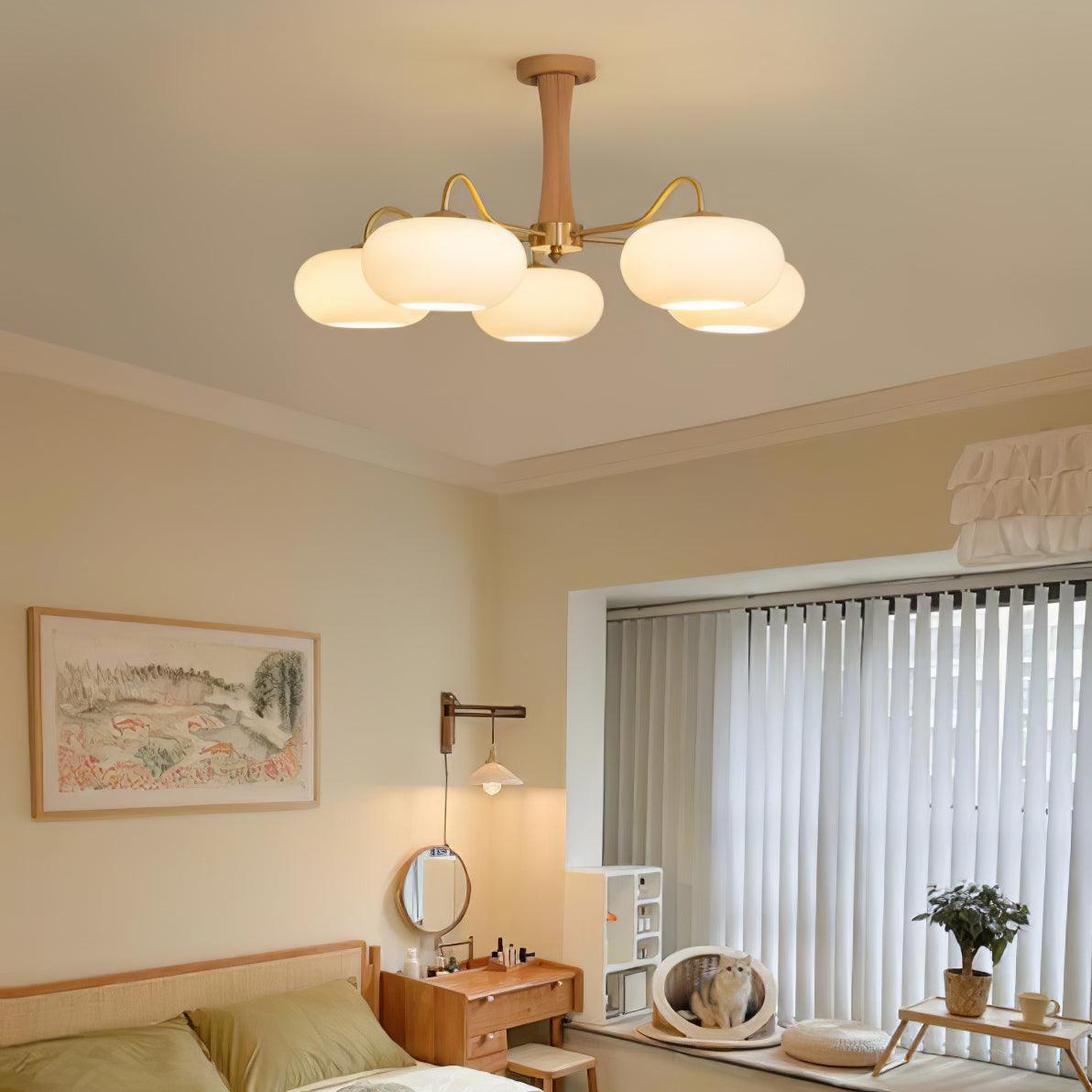 Lustra Chandelier Brass Wooden Persimmon - Letslighting