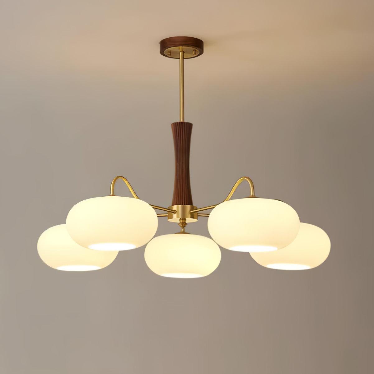 Lustra Chandelier Brass Wooden Persimmon - Letslighting