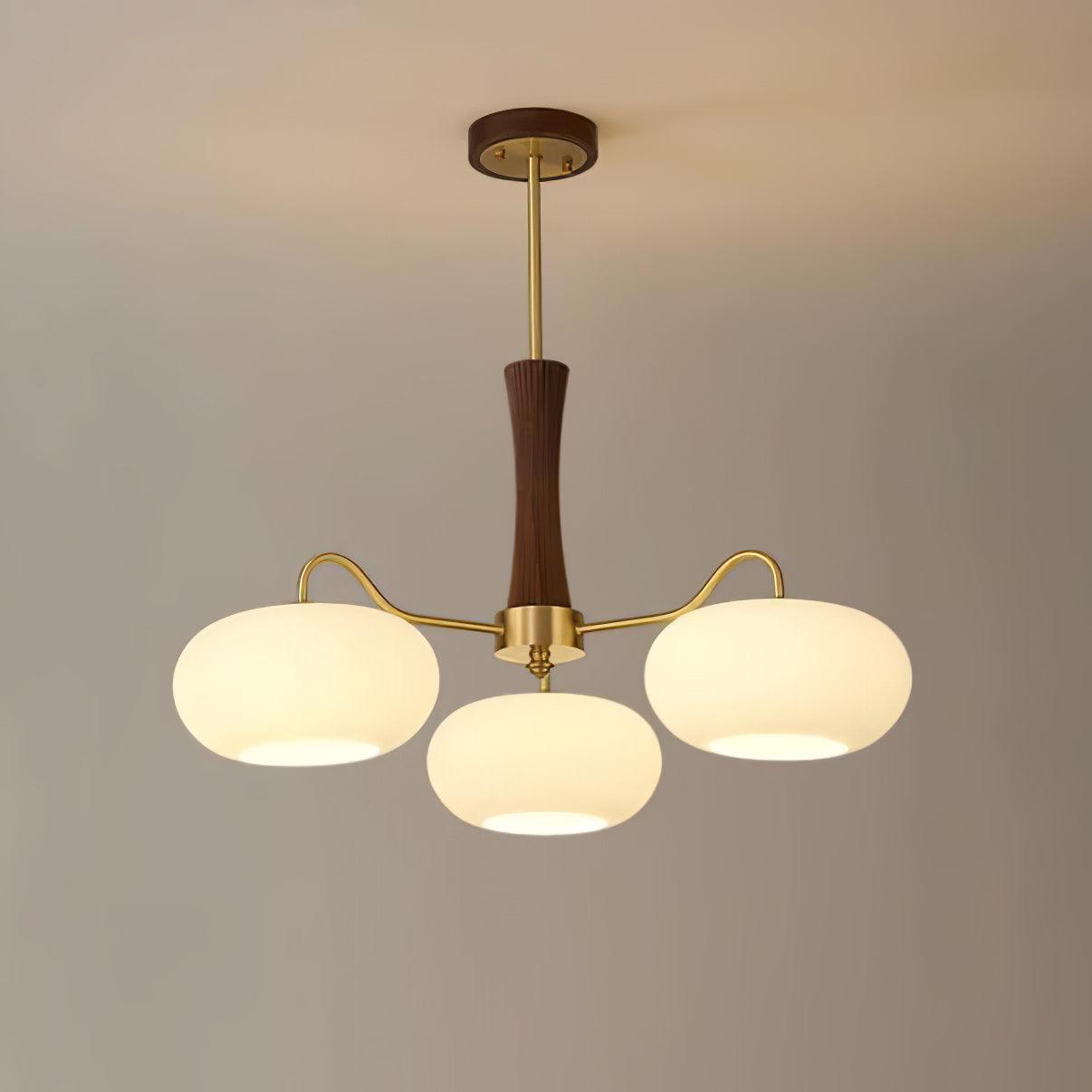 Lustra Chandelier Brass Wooden Persimmon - Letslighting