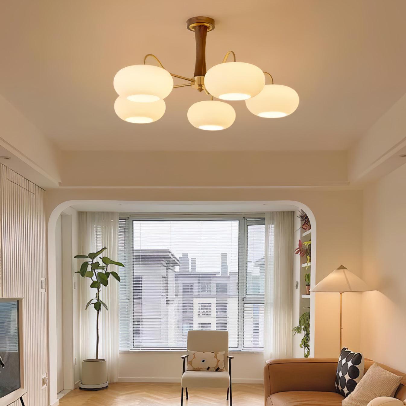 Lustra Chandelier Brass Wooden Persimmon - Letslighting