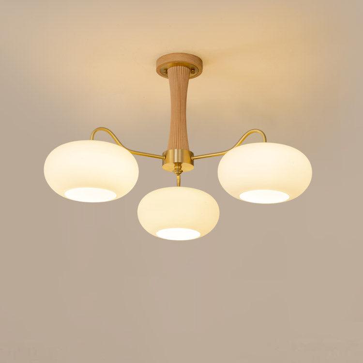 Lustra Chandelier Brass Wooden Persimmon - Letslighting