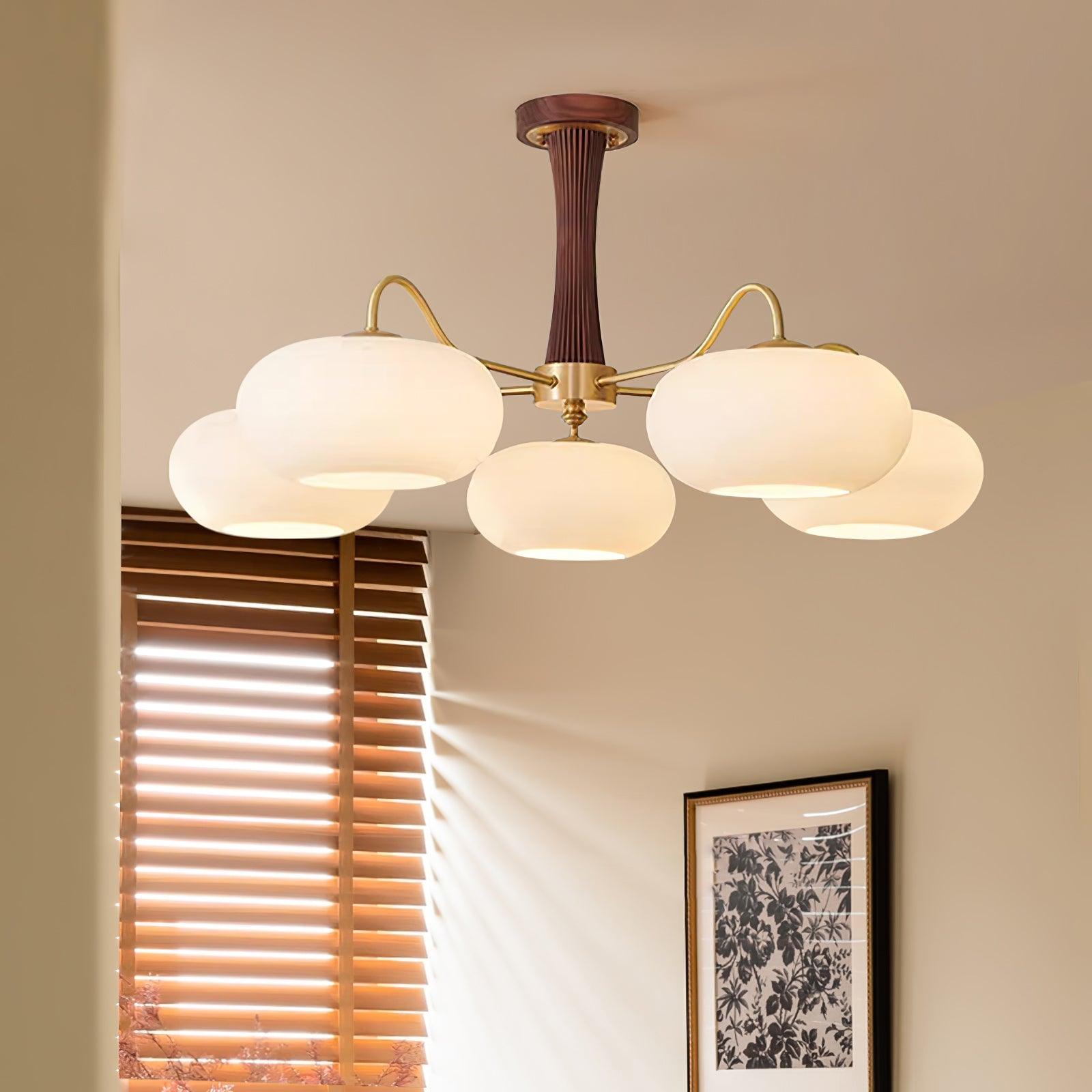 Lustra Chandelier Brass Wooden Persimmon - Letslighting