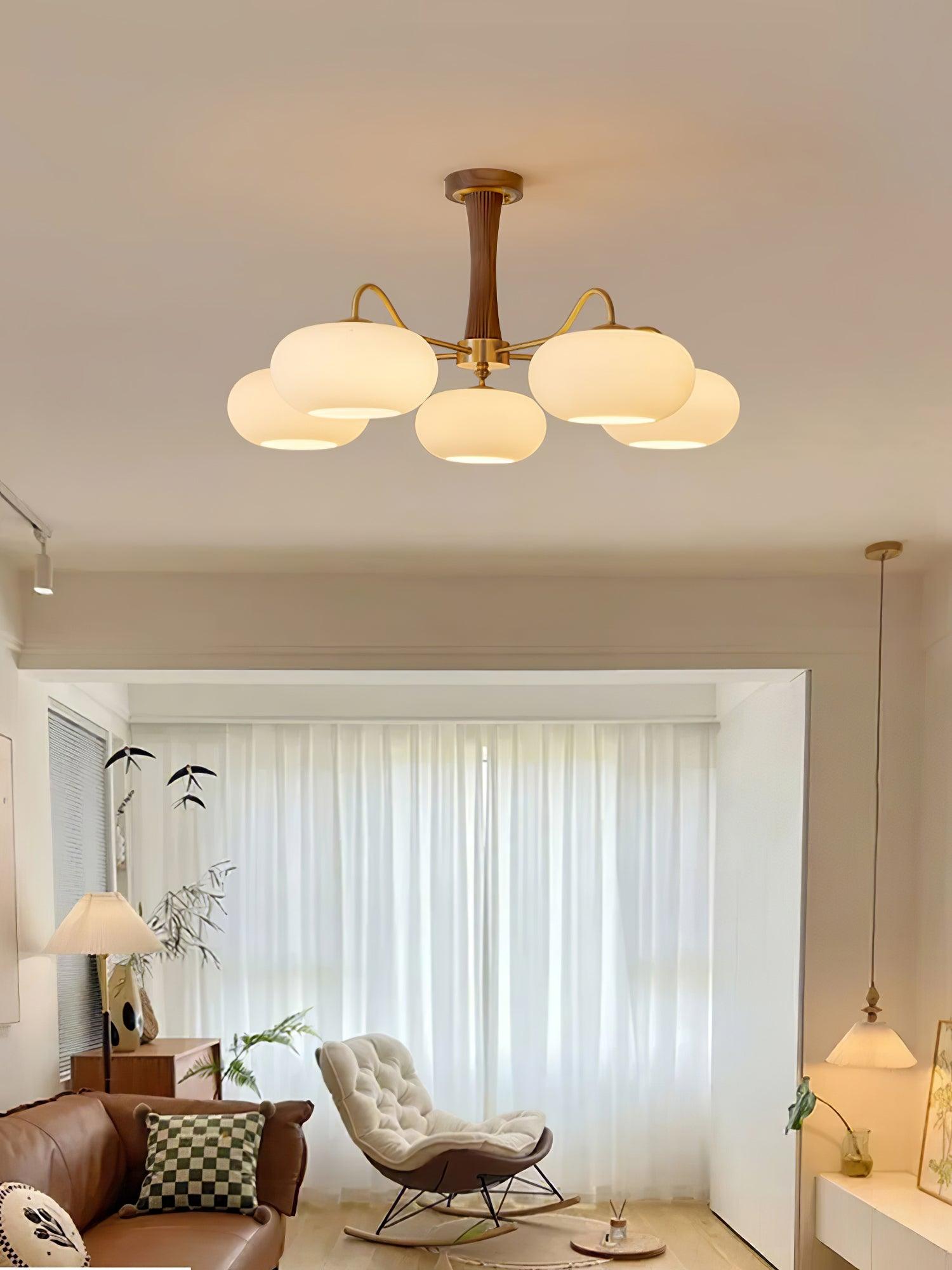 Lustra Chandelier Brass Wooden Persimmon - Letslighting