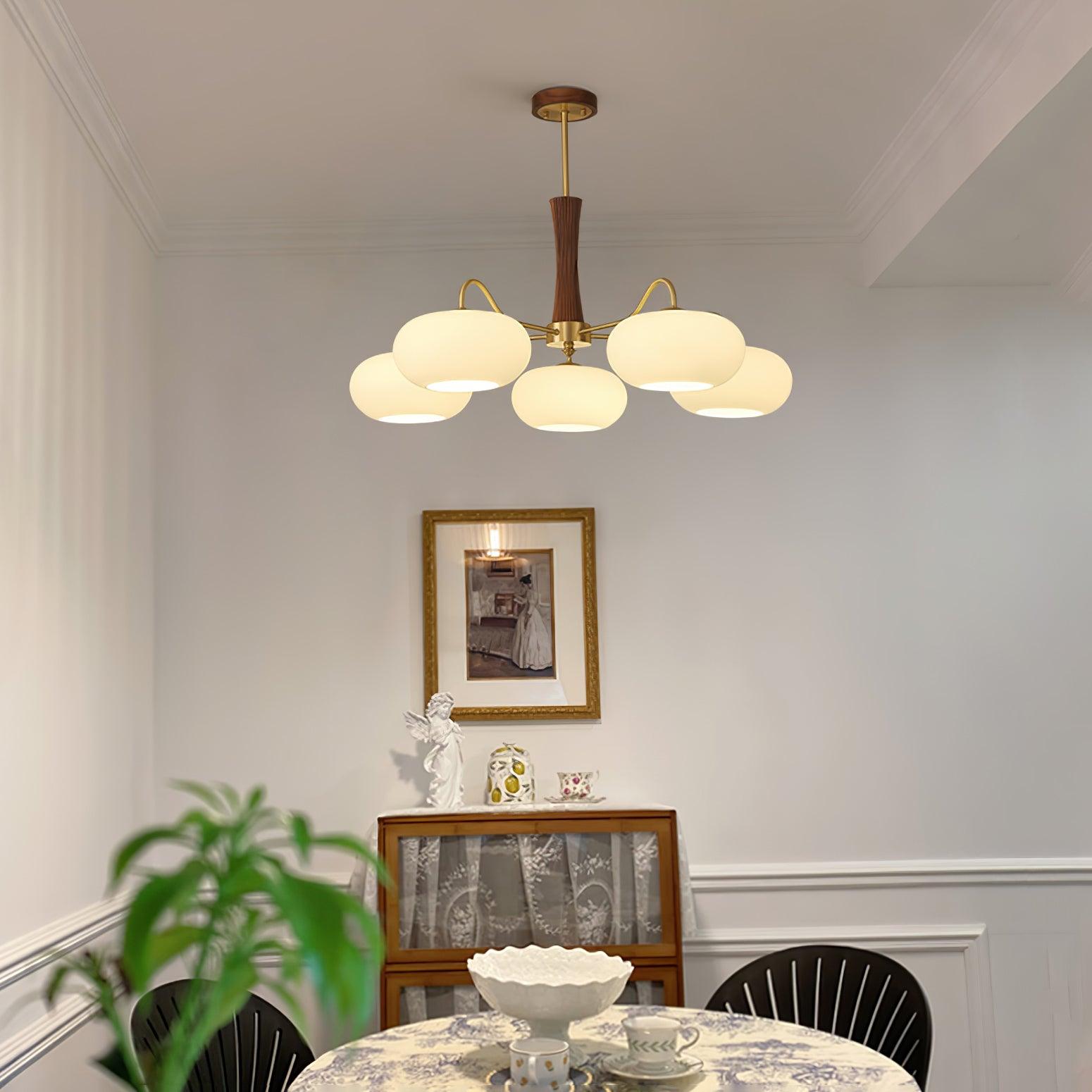 Lustra Chandelier Brass Wooden Persimmon - Letslighting